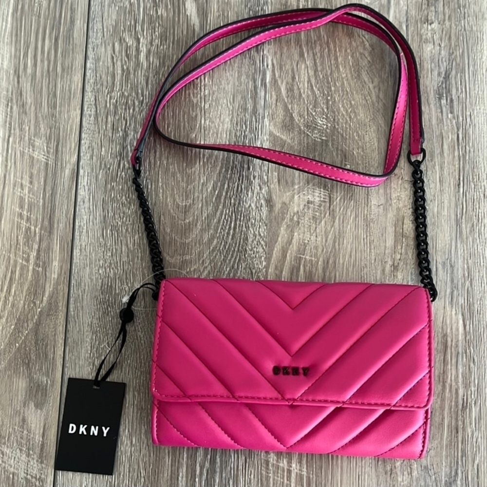 DKNY Hot Pink Chevron Crossbody Bag